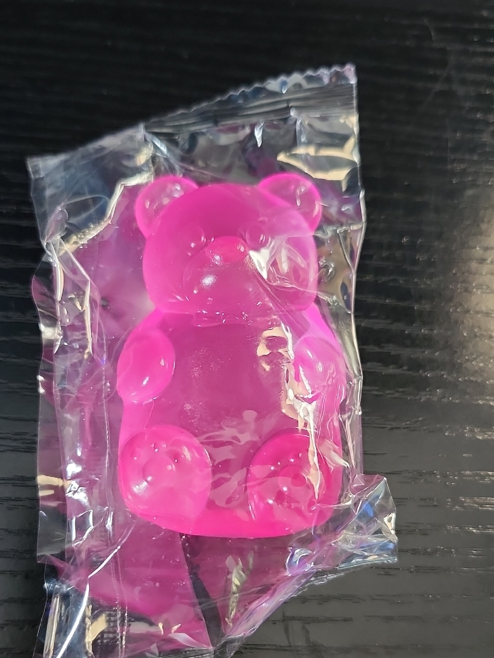 Bright Hot Pink Gummy Bear Slow Rise Squishy Toy